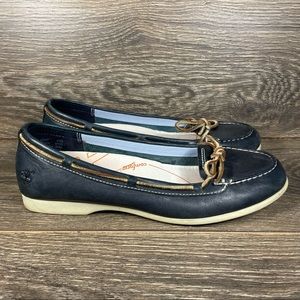 Timberland Benin Ballerina Leather Dark Blue Slip-On Flats Shoes - Women's 8.5